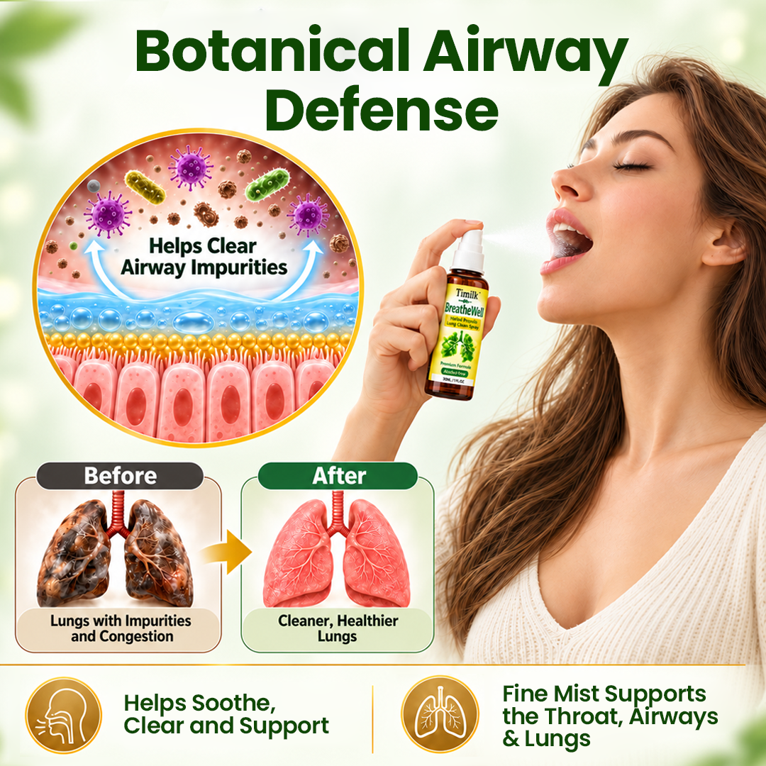 🍀 Timilk® BreatheWell Herbal Propolis Lung Cleanse Spray（👨‍⚕️Directly acts on COPD, asthma, chronic bronchitis (CB), respiratory infections, lung cancer, sinusitis, and other conditions🫁)