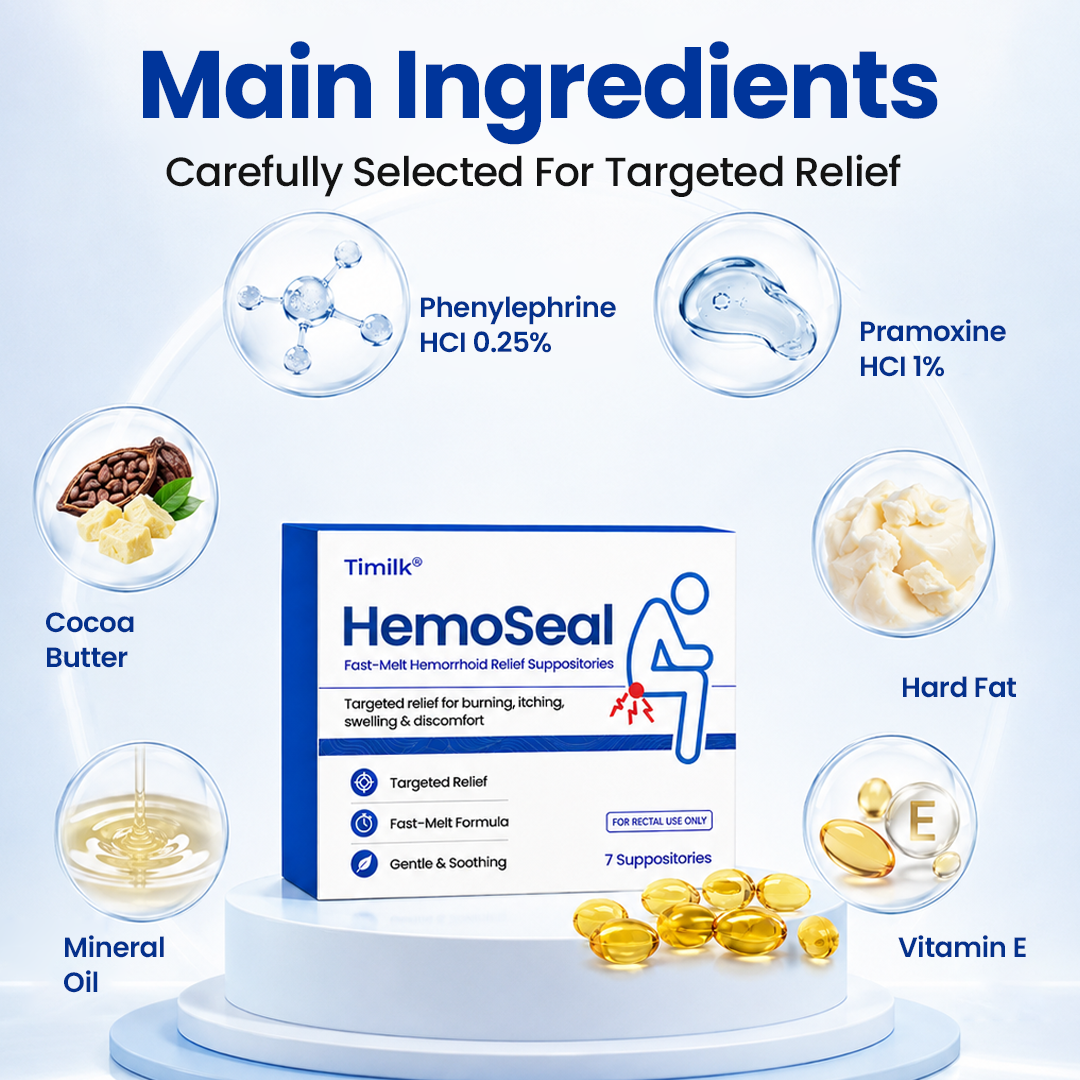 Timilk® HemoSeal Fast-Melt Hemorrhoid Relief Suppositories