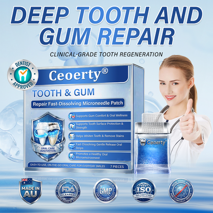 Ceoerty® Tooth & Gum Repair Fast-Dissolving Microneedle Patch✨ (𝟓-𝐢𝐧-𝟏 💎 𝐑𝐞𝐛𝐮𝐢𝐥𝐝 𝐄𝐧𝐚𝐦𝐞𝐥 & 𝐃𝐞𝐧𝐭𝐢𝐧 • 𝐒𝐭𝐫𝐞𝐧𝐠𝐭𝐡𝐞𝐧 𝐆𝐮𝐦𝐬 • 𝐄𝐫𝐚𝐝𝐢𝐜𝐚𝐭𝐞 𝐓𝐚𝐫𝐭𝐚𝐫 & 𝐎𝐝𝐨𝐫 • 𝐖𝐡𝐢𝐭𝐞𝐧𝐢𝐧𝐠 • 𝐒𝐭𝐨𝐩 𝐓𝐨𝐨𝐭𝐡 𝐒𝐞𝐧𝐬𝐢𝐭𝐢𝐯𝐢𝐭𝐲)