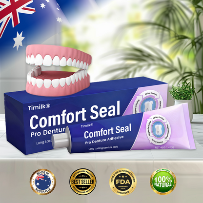 Timilk® Comfort Seal Pro Denture Adhesive.