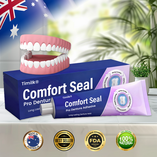 Timilk® Comfort Seal Pro Denture Adhesive.