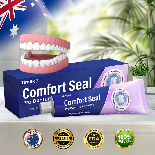Timilk® Comfort Seal Pro Denture Adhesive.