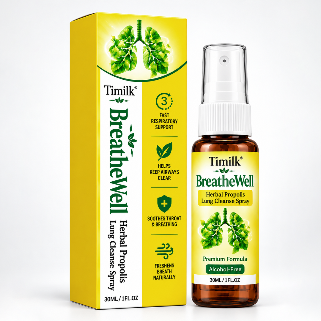 🍀 Timilk® BreatheWell Herbal Propolis Lung Cleanse Spray（👨‍⚕️Directly acts on COPD, asthma, chronic bronchitis (CB), respiratory infections, lung cancer, sinusitis, and other conditions🫁)