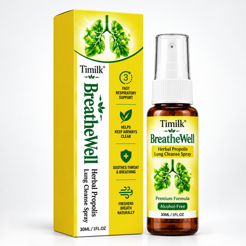 🍀 Timilk® BreatheWell Herbal Propolis Lung Cleanse Spray（👨‍⚕️Directly acts on COPD, asthma, chronic bronchitis (CB), respiratory infections, lung cancer, sinusitis, and other conditions🫁)