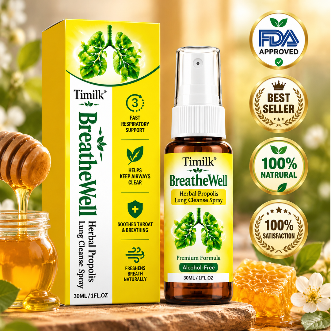 🍀 Timilk® BreatheWell Herbal Propolis Lung Cleanse Spray（👨‍⚕️Directly acts on COPD, asthma, chronic bronchitis (CB), respiratory infections, lung cancer, sinusitis, and other conditions🫁)