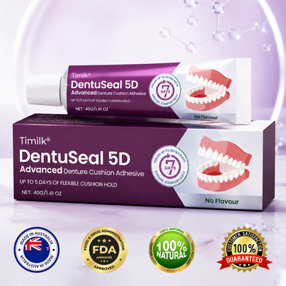 Timilk® DentuSeal 5D Advanced Denture Cushion Adhesive 🦷 Up to 5 Days of Flexible Cushion Hold